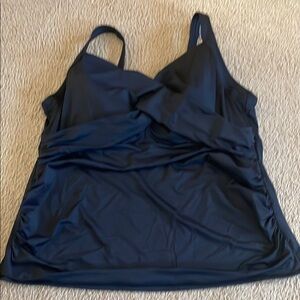 Black Swim Tankini with V-Neck and Ruching